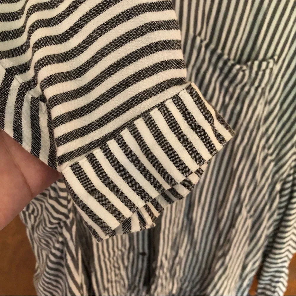 Urban Outfitters UO Oversized Grey Striped Button Down Lagenlook Nautical Shirt - Picture 7 of 13